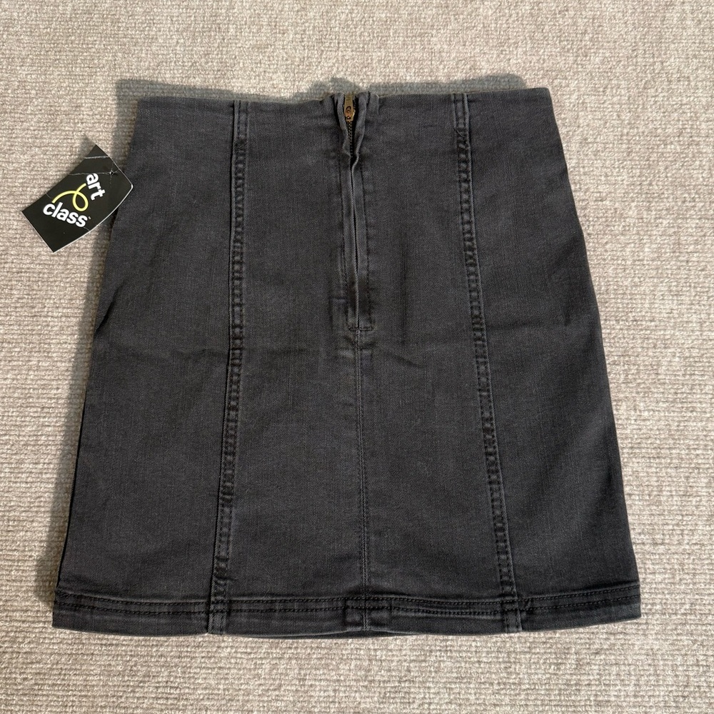 Art Class NWT Girl's Black Wash Denim Mini Skirt High Rise - Size Large (10/12) - Picture 5 of 5